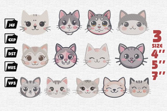 Cute Cat Face Set Embroidery Review