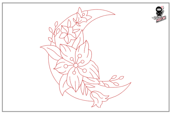 Floral Moon Redwork, Easy Embroidery Review