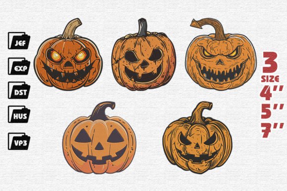 Set of 5 Halloween Pumpkin Embroidery Review